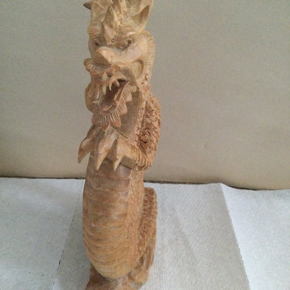 Vintage Garuda Bali Hand carved wood dragon figurine statue 8" tall - Picture 1 of 10